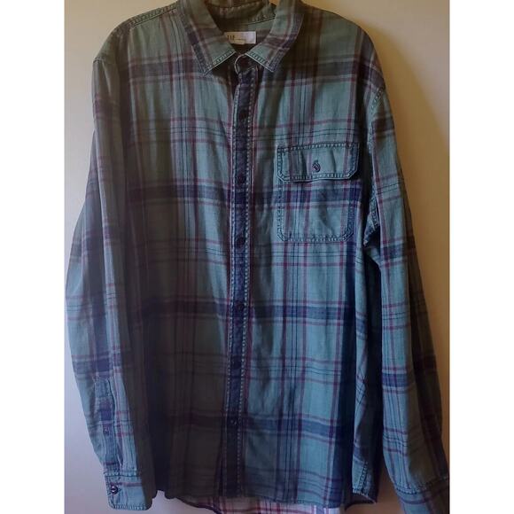Gap Mens XL Green Twill Plaid Button Down Long Sleeve Cotton Comfort Outdoor - Picture 2 of 12